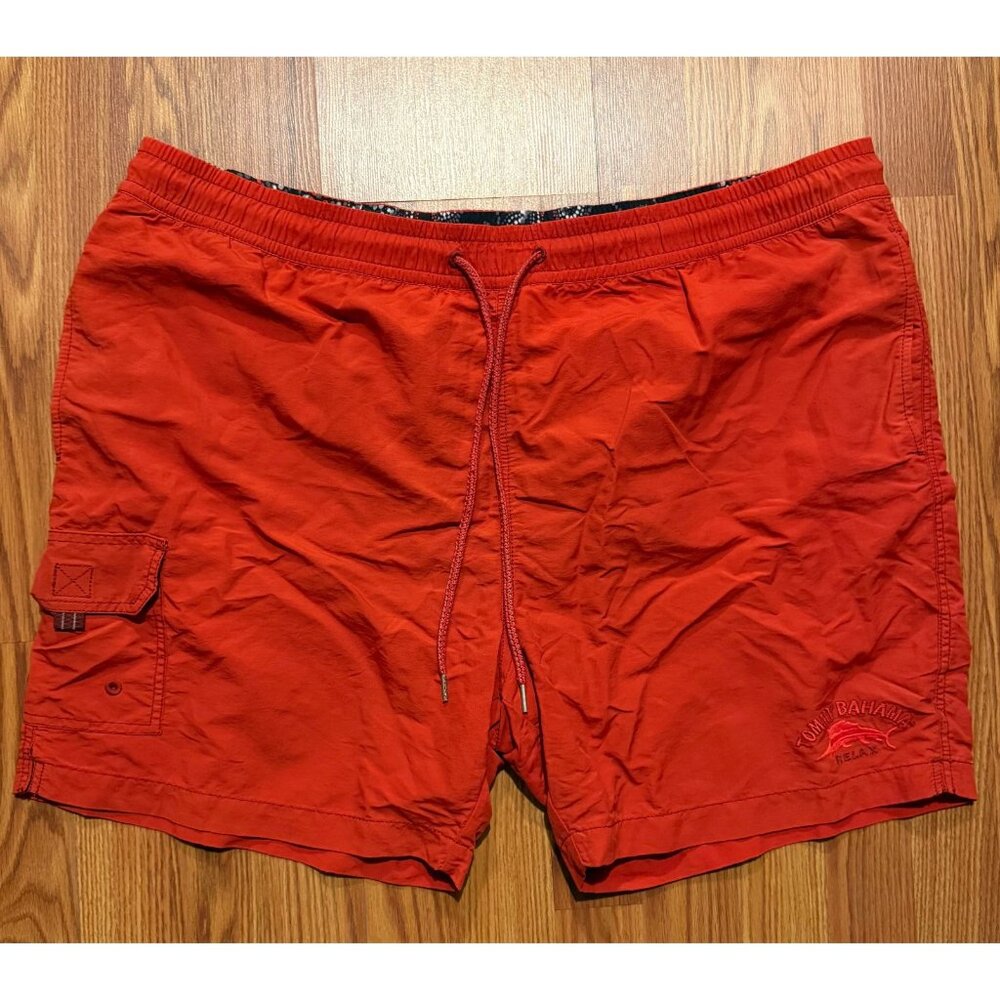 Tommy Bahama Relax Swim Trunks Mens 2XL 5" Red Board Shorts Liner Drawstring